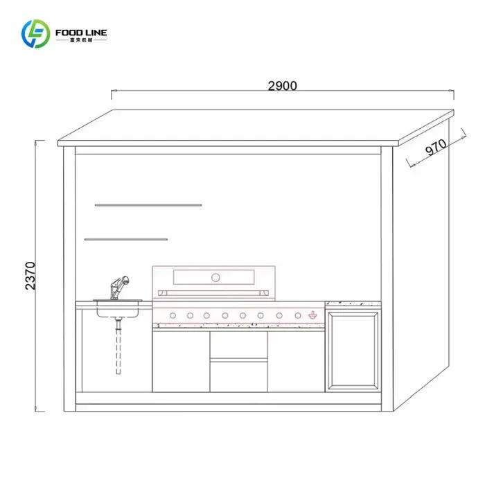 Cuisine extérieure moderne haut de gamme personnalisée, écologique, avec armoires modulaires en aluminium, grill, évier, réfrigérateur et cuisinière à gaz 6 brûleurs