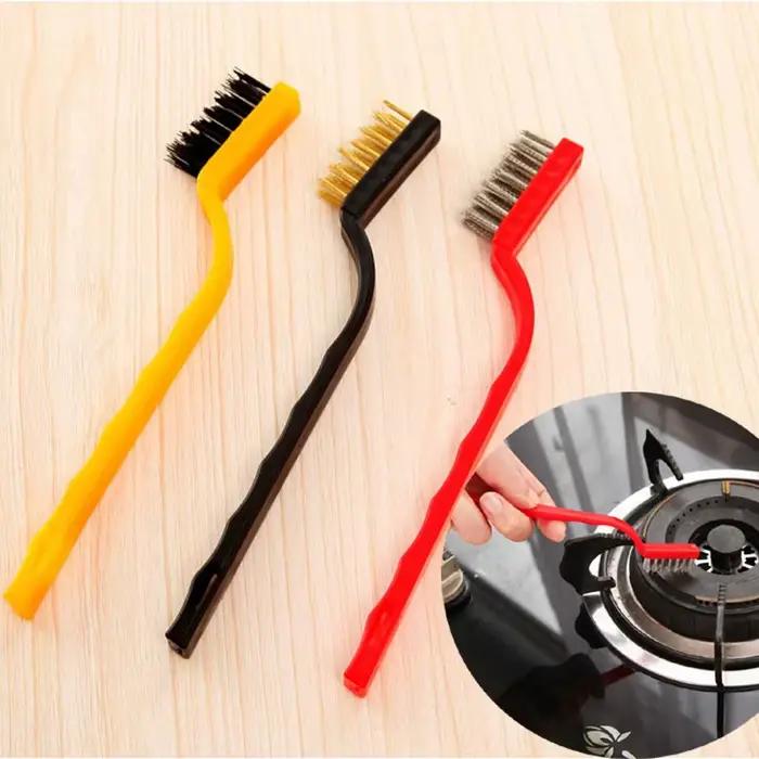 Brosse de nettoyage de cuisinière de cuisine, grattoir de nettoyage de cuisinière à gaz, brosse métallique pour nettoyer la graisse sans coins ou des crevases morts