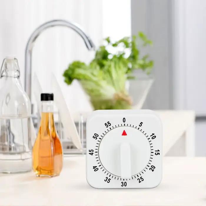 Minuterie de cuisine de 60 Minutes, compte à rebours, rappel d'alarme, outils de cuisine, minuterie mécanique, carré blanc