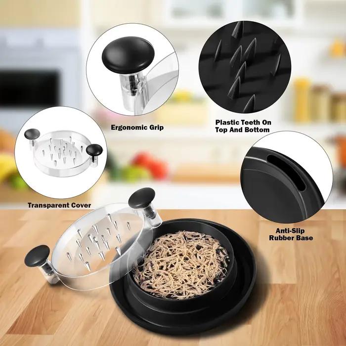 5PCS Hachoir à poulet amélioré avec couvercle transparent : Grand outil rotatif antidérapant pour hacher