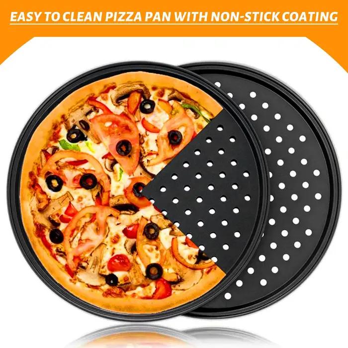 Casseroles à Pizza perforées en acier au carbone avec revêtement antiadhésif pour événements familiaux et bars à pizza occasions spéciales