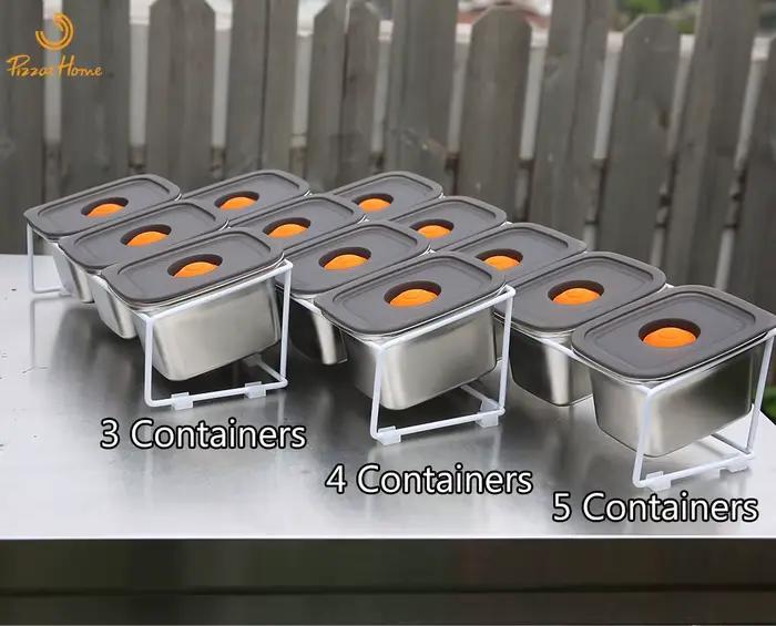 Station de garniture en acier inoxydable pour pizza garniture conteneur sauce ingrédients cuisine réfrigérateur kaki foncé prune