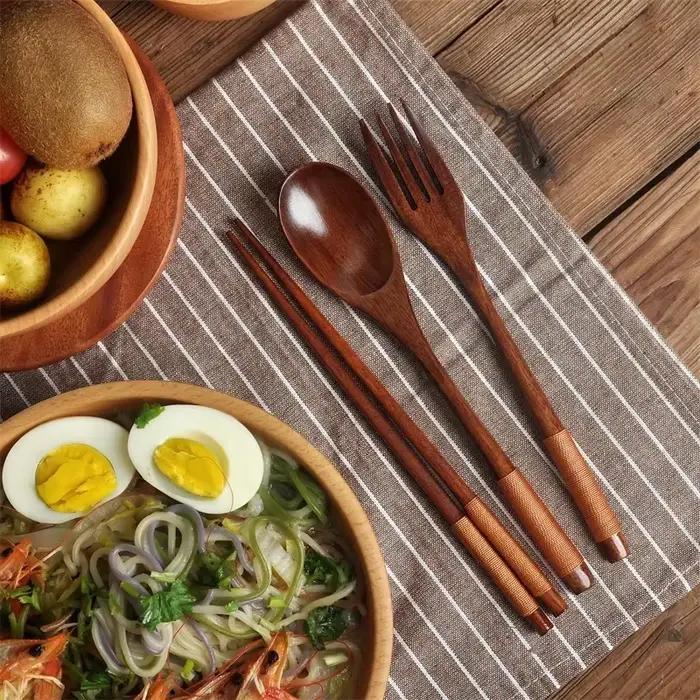Ensemble de couverts en bois pour sushi, couverts à la japonaise modernes, cadeau pour occasions spéciales, vaisselle écologique et élégante pour la maison