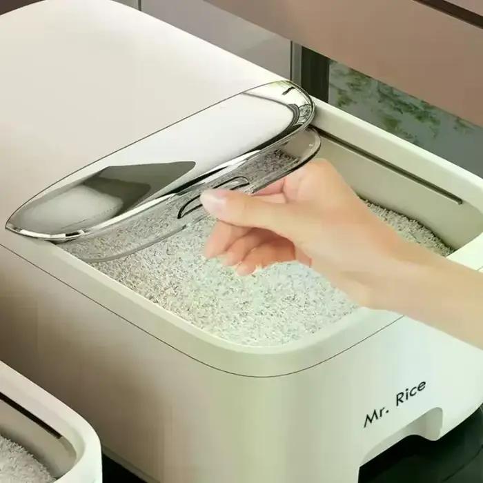 Boîte de stockage de riz 10kg maison avec couvercle anti-insectes résistant à l'humidité pot scellé pour céréales récipient de cuisine pour stocker des céréales sèches occasionnellement pour la décoration et la préservation de la fraîcheur des provisions
