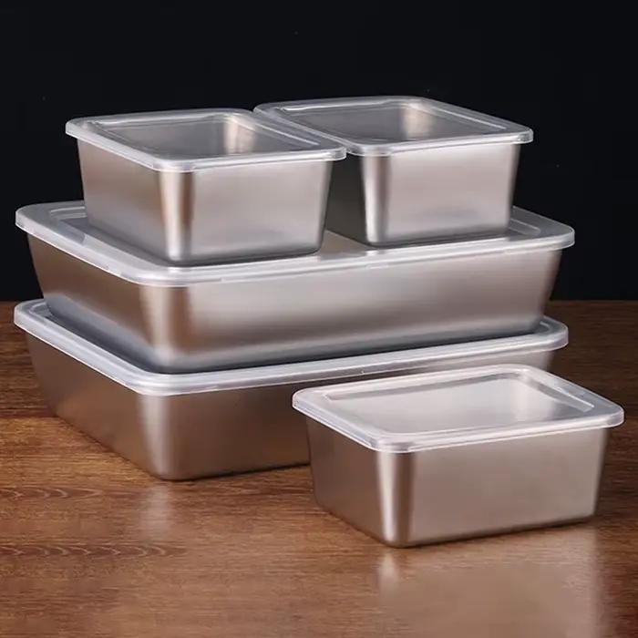 Boîte de stockage de viande de réfrigérateur d'acier inoxydable