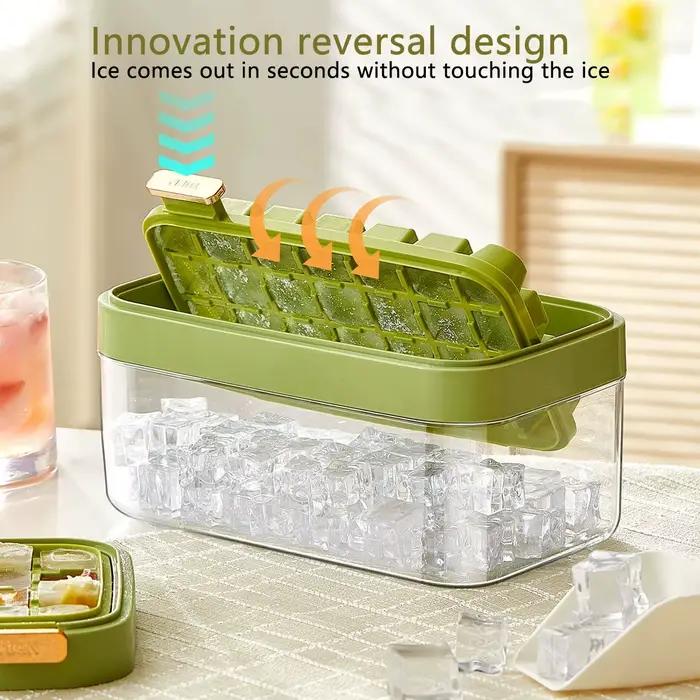 Moule à glaçons Flip & Press – Machine à glaçons en plastique de qualité alimentaire à Double couche de grande capacité avec couvercle pour une fabrication facile de glaçons à la maison