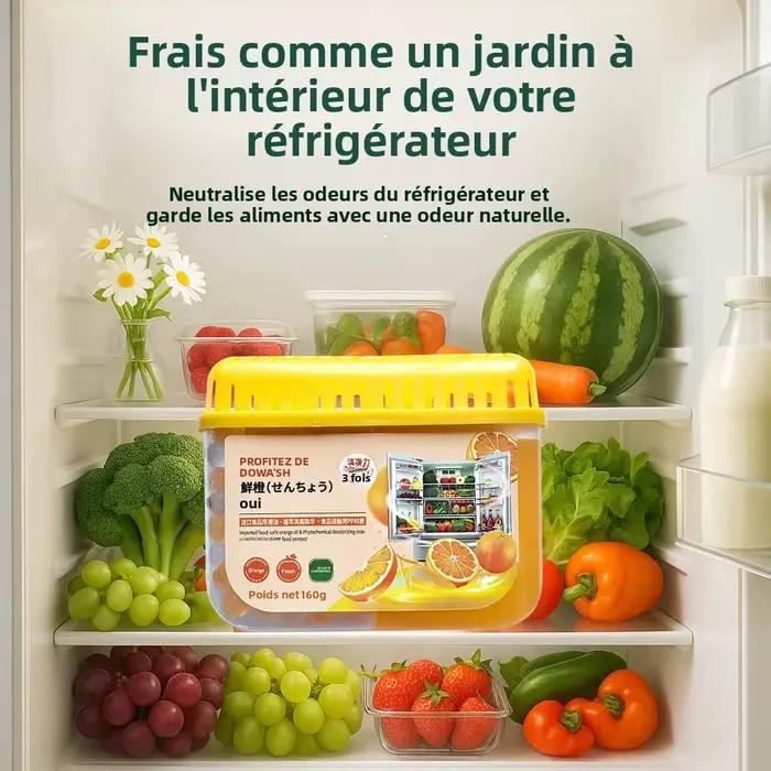 Désodorisant pour réfrigérateur 160g | Extrait naturel d'agrumes | Élimine les odeurs et conserve la fraîcheur | Idéal