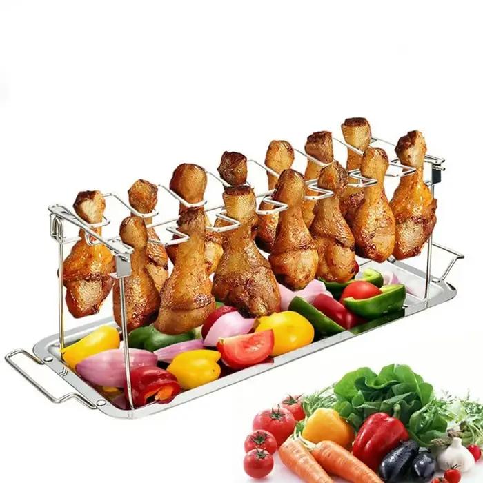 Support d'aile de poulet et de jambe de Barbecue en acier inoxydable