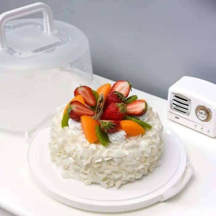Boîte de rangement de gâteaux ronde Portable avec couvercle et poignée