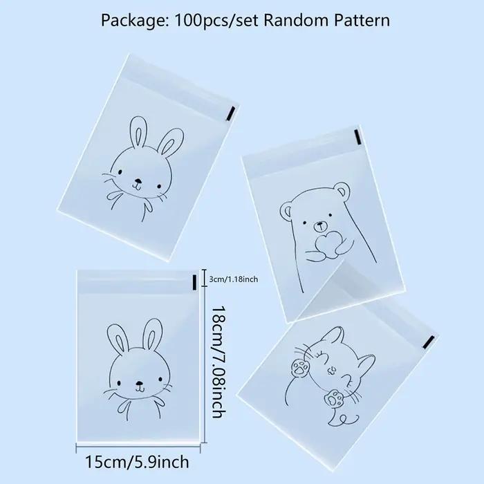 100 pièces/200psc-sac auto-scellant pour pain pâtissier imprimé