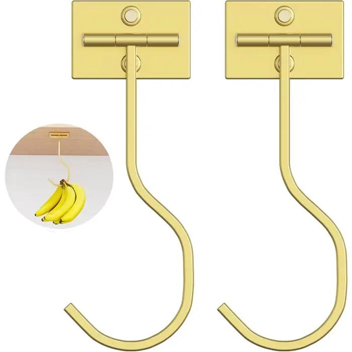 2 crochets muraux rotatifs pour bananes, adhésifs, modernes et créatifs, pour garder les bananes fraîches sous l'armoire