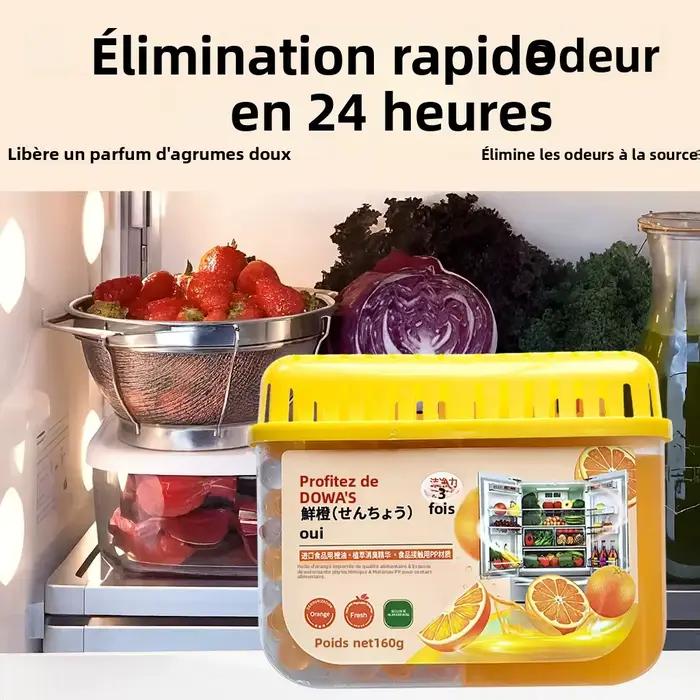 Désodorisant pour réfrigérateur 160g | Extrait naturel d'agrumes | Élimine les odeurs et conserve la fraîcheur | Idéal