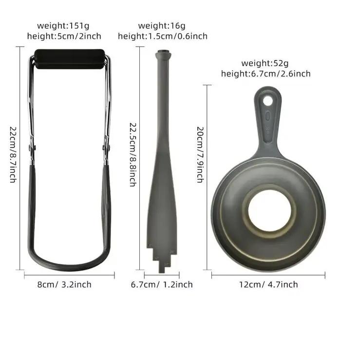 Kit d'outils de mise en conserve pratique 3 pièces : Pince à bocaux anti-brûlure et entonnoir de qualité alimentaire