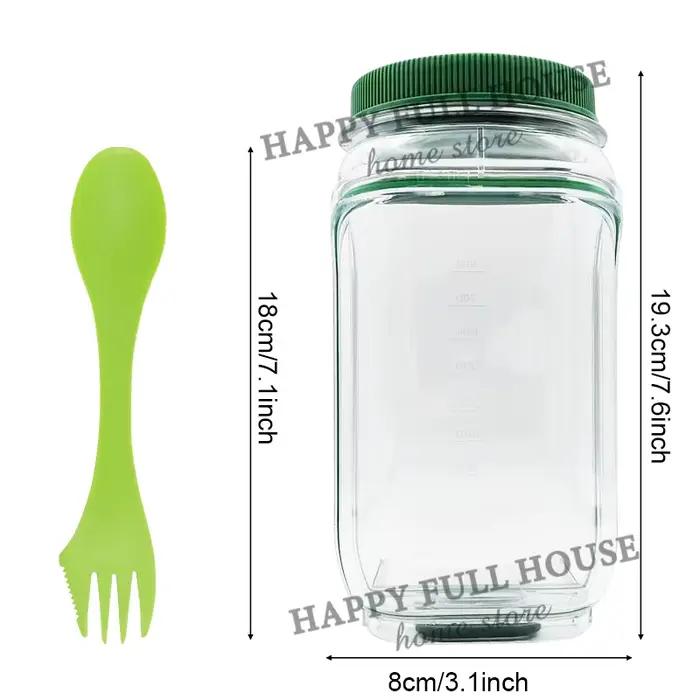 Contenant à salade en plastique hermétique avec ouverture latérale pour garder la salade fraîche et croquante tout au long de la journée pour le déjeuner portable et les occasions spéciales