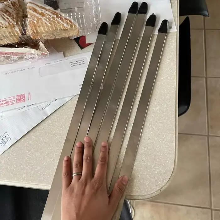 Brochettes de barbecue en acier inoxydable de 19 pouces, 4/5/6 pièces, pour Shish Kebab, brochettes plates pour Kebab, Style turc, Paneer Tikka turc