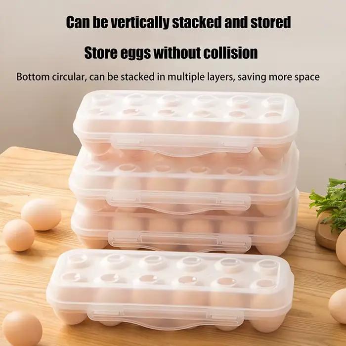 Support à œufs pour réfrigérateur 12/18 compartiments en plastique robuste avec couvercle hermétique pour la maison et les activités extérieures