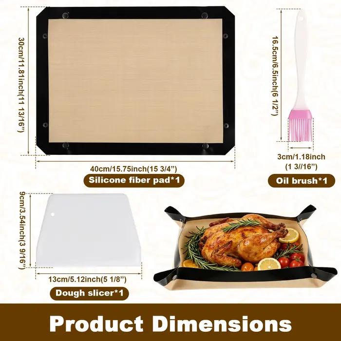 Tapis de cuisson en fibre de silicone avec spatule et brosse