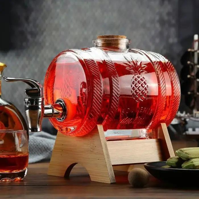 Baril de whisky en verre 1L pour vieillissement de vin whisky bière miel fruits occasion spéciale à offrir