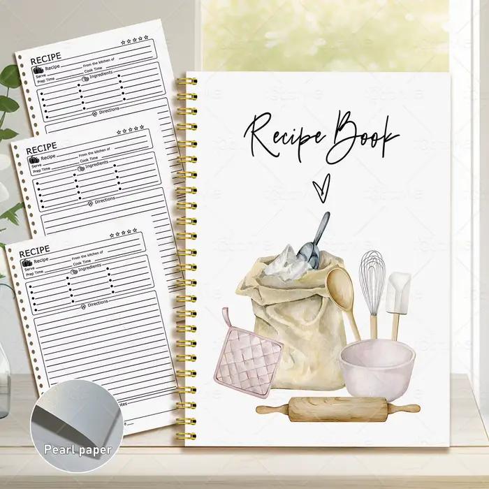 1 carnet de recettes, un planificateur de cuisine avec de jolis motifs culinaires et un journal alimentaire aux couleurs pastel pour les cuisiniers à domicile et les planificateurs de repas