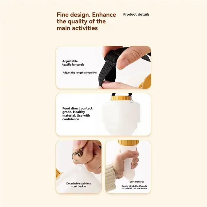 BSEVB - Distributeur de sauce suspendu 3,5 L pour restaurant et barbecue, grande capacité, conception anti-fuite, bouteille à presser rechargeable