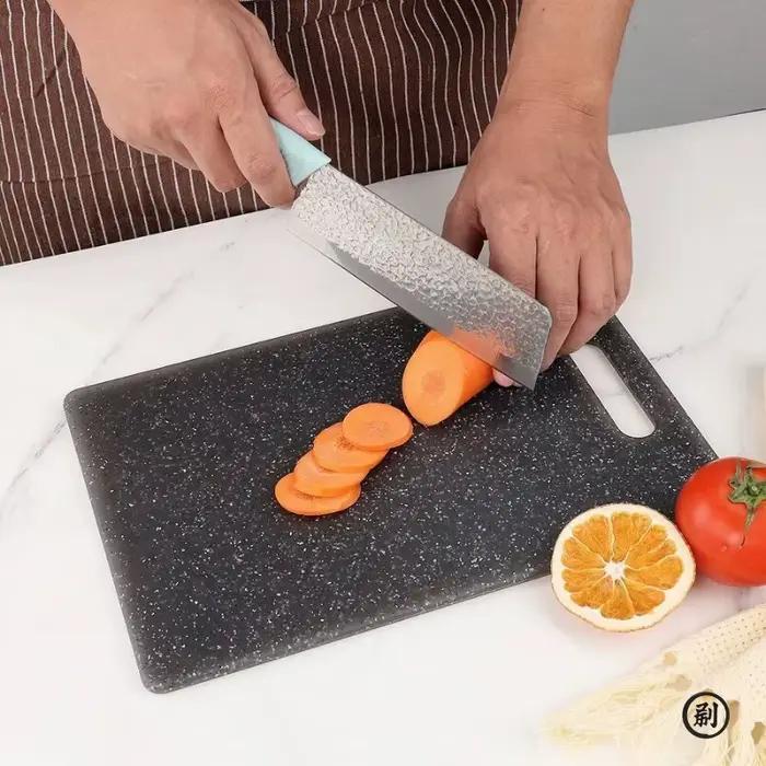 Planche à découper en PP à texture marbrée antibactérienne, résistante à la moisissure, pour légumes, passe au lave-vaisselle