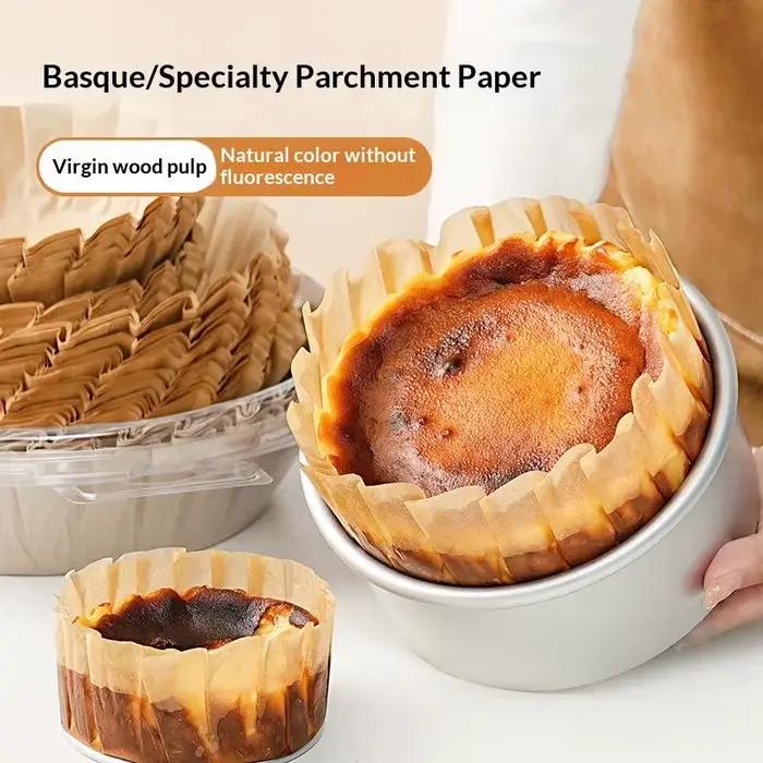 50 Moules à Gâteau Pliables en Papier Antiadhésif pour Cheesecake Basque