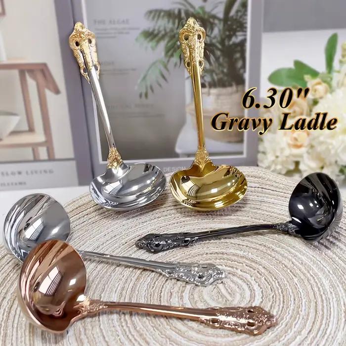Louche à sauce en acier inoxydable 5/6, louche à soupe, cuillère à remuer, or miroir, magnifique, 18/10 po, 1 oz, 2 pièces, 3 pièces, 4 pièces, 50 pièces