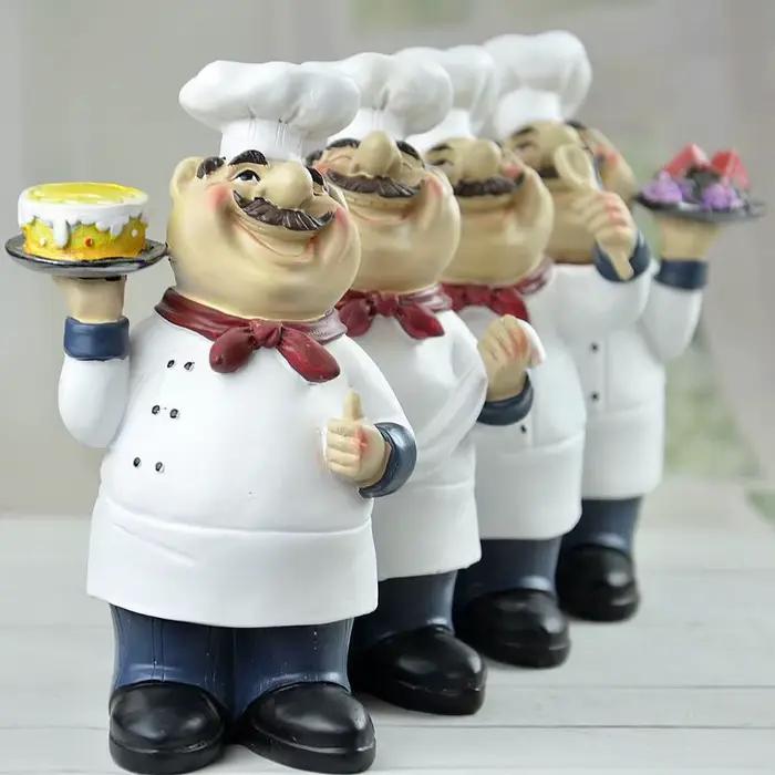 Statue de chef de boulangerie rustique en résine