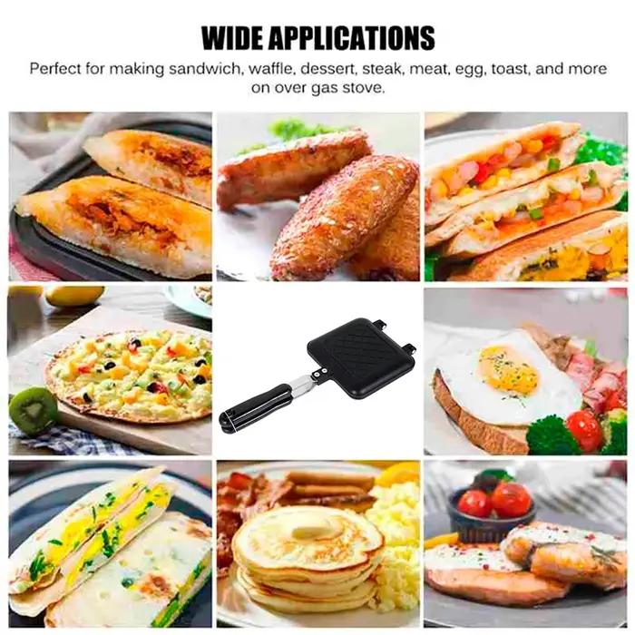 Machine à sandwich antiadhésive multifonctionnelle en acier inoxydable pour petits-déjeuners, gaufres, omelettes et pansements occasions quotidiennes et spéciales