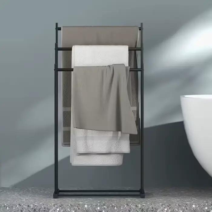 Porte-serviettes autoportant moderne à 3 niveaux – Support de séchage robuste pour salle de bain et piscine