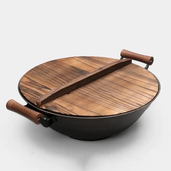 Couvercle de pot en bois massif anti-brûlure anti-débordement couleurs claires pour cuisine et occasions spéciales