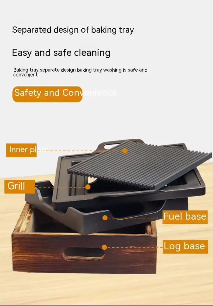 Grill de Barbecue Portable sans fumée, coréen et japonais, four à charbon de bois, poêle à alcool, outils de cuisine antiadhésifs ménagers