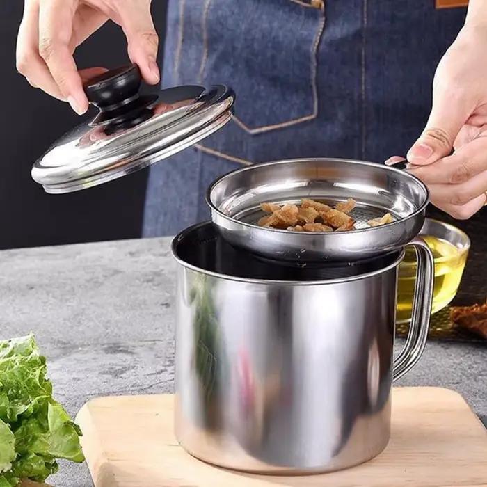 Récipient de graisse de bacon avec passoire, récipient d'huile de cuisine, huile de friture de viande, stockage de graisse de cuisson