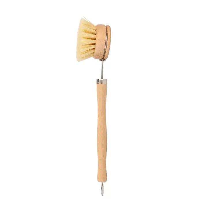 Brosse à casserole à Long manche en bois naturel, bol à vaisselle, brosse de nettoyage de lavage, outil de brossage de casseroles de cuisine, brosse de nettoyage de lavage de bol