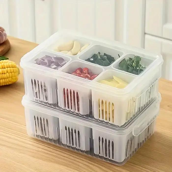 Conteneurs de stockage des aliments avec couvercles, réfrigérateur hermétique, boîte fraîche pour oignon, ail et fruits, boîte de rangement de cuisine