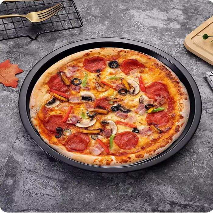 Plat à pizza circulaire en acier au carbone antiadhésif de 6