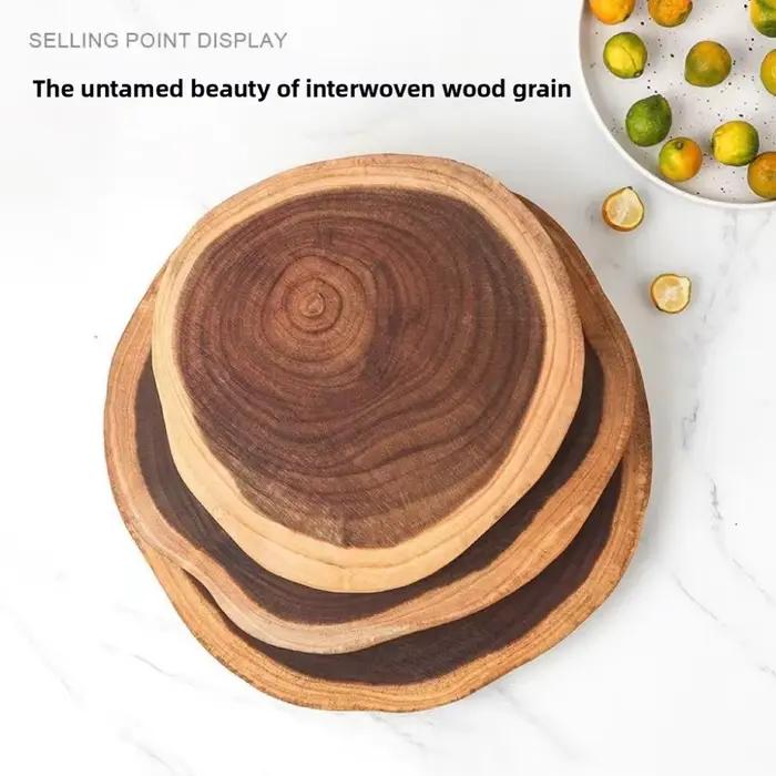 Planches à découper uniques en bois massif, anti-fissures, anti-moisissure, assiette en bois pour aliments, plateau de service irrégulier pour fruits, pain, légumes