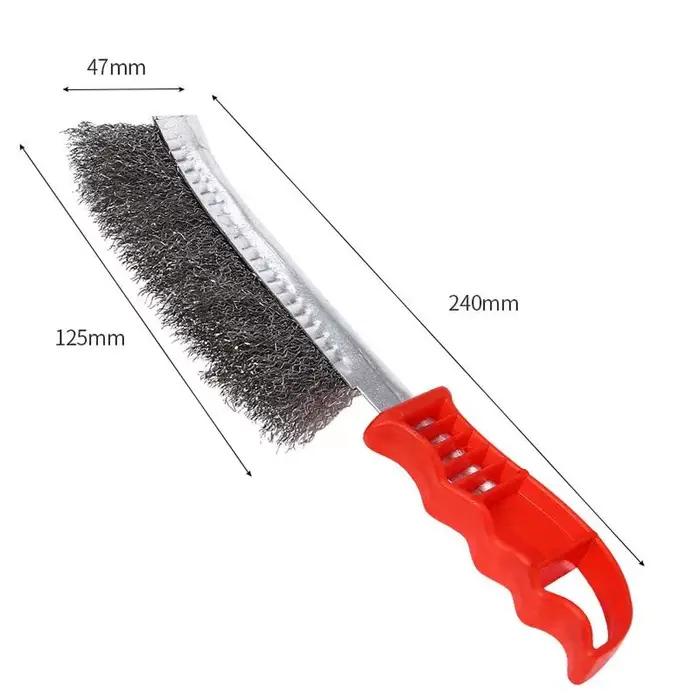Brosse à rouleau pour enlever la rouille des métaux, brosse de nettoyage pour barbecue avec manche en plastique, adaptée au nettoyage des grilles de barbecue