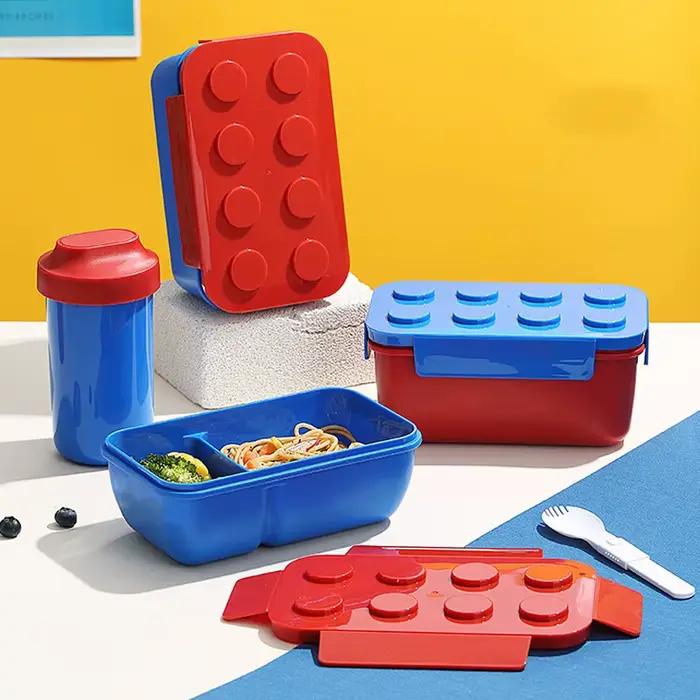 JUSTINLAU Boîte à lunch créative hermétique en forme de blocs de construction colorés