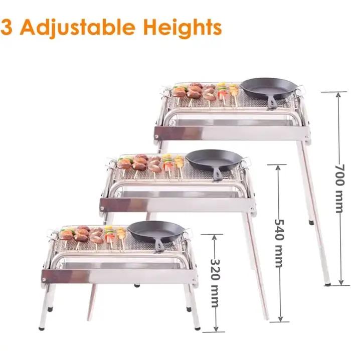 Grill à charbon de bois pliable et Portable, outil de Barbecue en acier inoxydable adapté à la cuisine en plein air, Camping, pique-nique, plage