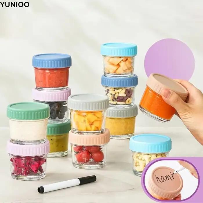 Pots Mason en verre réutilisables pour bébés avec échelle graduée contenant hermétique anti-fuite pour purées sauces confitures
