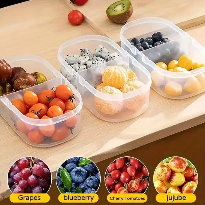 Réfrigérateur de fruits et aliments à ouverture simple et Double, boîte de rangement anti-poussière, conteneur de stockage de fruits de pique-nique Portable réutilisable 1 pièce