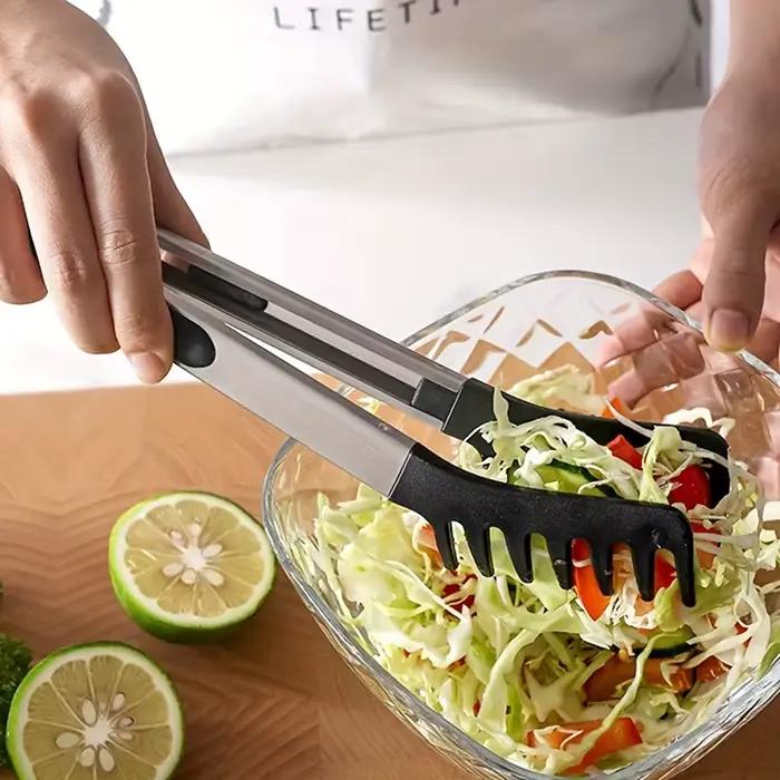 Pinces alimentaires à long manche de 10 pouces pour pâtes, salade et spaghettis, pinces à griller en acier inoxydable avec poignée résistante à la chaleur