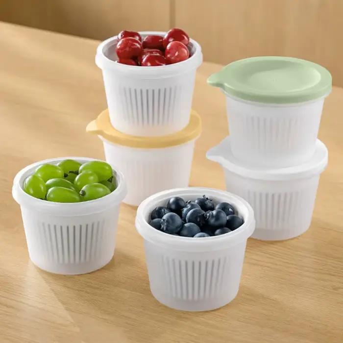 Boîte de fraîcheur à Double couche, boîte de rangement fraîche scellée pour légumes avec panier de vidange, crépines de vidange pour réfrigérateur, conteneur