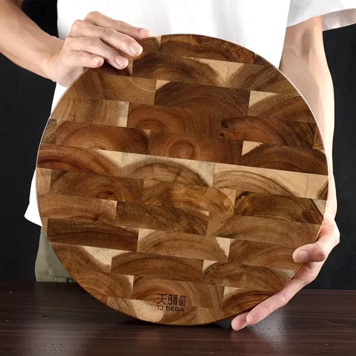 Planche à découper en bois d'acacia, bloc à découper à grains à extrémité ronde, Double face, utilisant du fromage en bois, planche de boucher, outils de cuisine de qualité alimentaire