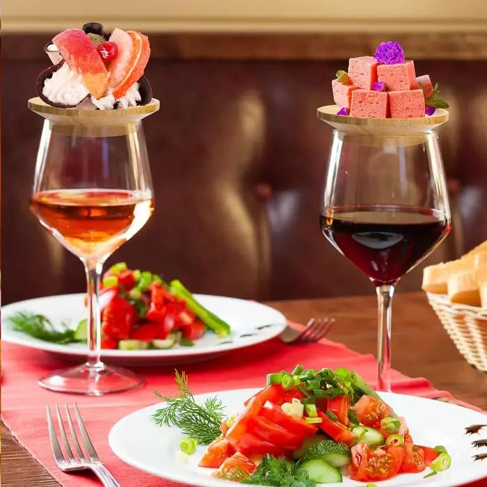 1/2/4Pcs Verre à Vin Charcuterie Topper Bambou
