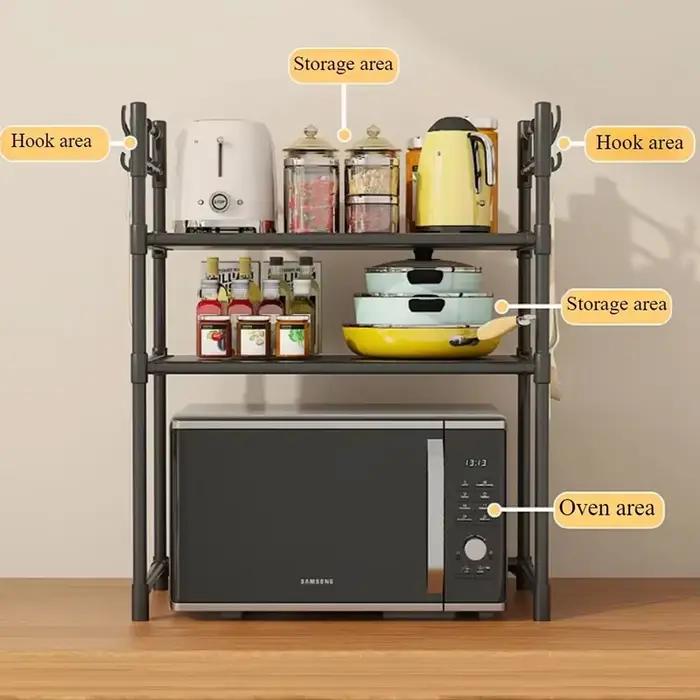 Rangement de cuisine multicouche T1 pour micro-ondes, seau sur pied simple, dessus de four à condiments, accessoires d'étagère