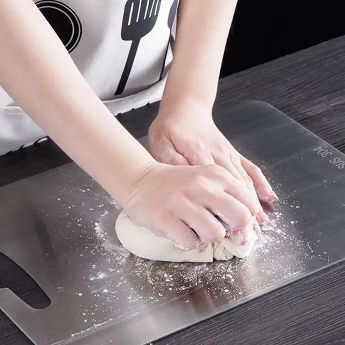 Planche à découper en acier inoxydable pour la maison, anti-rouille, facile à nettoyer, résistante à l'usure, accessoire de préparation de cuisine multifonctionnel
