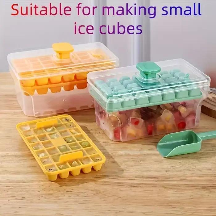 Plateau à glace pour congélateur avec couvercle et bac plateau à glaçons faisant 68 glaçons presse facile à libérer glace pour maison cuisine soirée cocktail café glacé