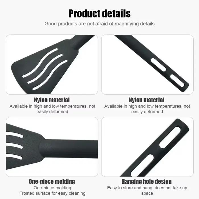 Lot de 3 ustensiles de cuisine en nylon : fourchette à surface plate
